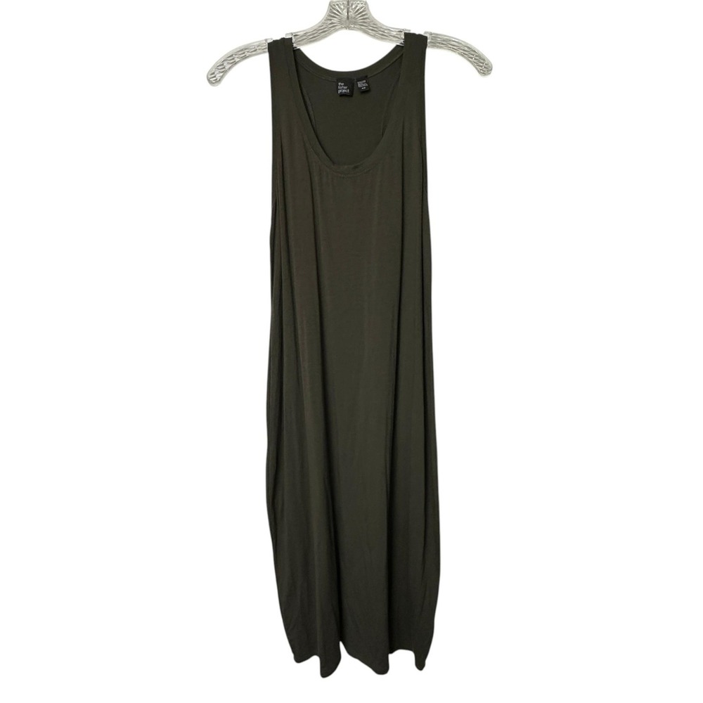 The Fisher Project Dress Womens Medium Olive Green Tank Midi Pockets Tencel